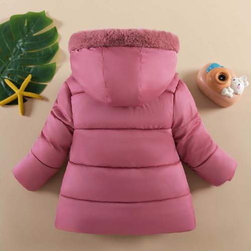 Toddler Girls Long Hooded Parka Jacket with Fur Hood, Winter Warm Puffer Coat Kids Padded Windbreaker Overcoat3