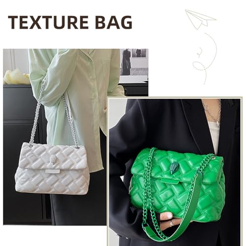 Womens Elegant Quilted Design Cute Shoulder Bag,Quilted Shoulder Bag with Chain Strap,Fashionable Leather Crossbody Purse2