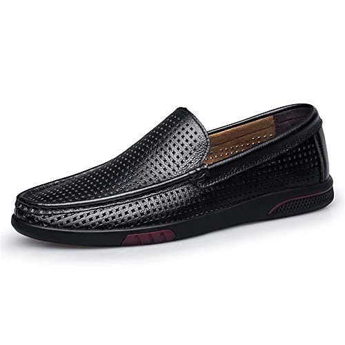 Oxford Shoes for Men Formal Shoes Slip On Style Mesh Fabric Material Round Toe Low Top with Breathable Hollow Vamp(10) Black