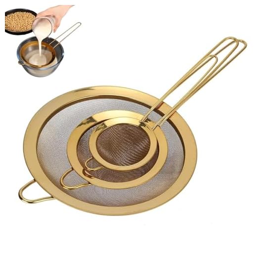 Fine Mesh Strainer Set, Gold Strainer for Juicing Stainless Steel Fine Mesh Strainer Set Of 3 with Handle for Kitchen Food Flour Baking