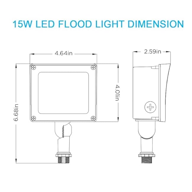 LED Flood Light 15W Residential Wall Pack Knuckle Mount Outdoor LED Security Light for Porch Garden Yard and Garage 1800LM 5000K Daylight 100-277V ETL Listed IP65 Waterproof