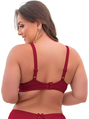 Sutiã Plus Size com Aro e Bojo Strappy Duas Tiras Multicor (Vinho, 48)