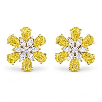Jaune Bloom 3.12 Carat Diamond Stud Earrings in 18K Gold