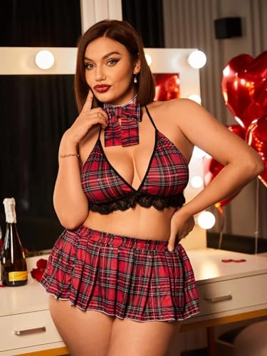 Image of SSoShHub Polyester Women Above Knee Babydoll Nightwear Swimwear Beachwear Sheer Honeymoon Lingerie T Bikini Set for Chrismas, Girlfriend, Wife - Free Size Red