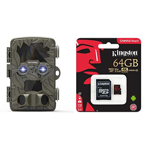Buy 2 get 3 REXING Woodlens H6 - Dual Camera Trail Cam, 4K+FHD Ultra HD Video, Night Vision, Hunting/Wildlife Camera & Kingston Canvas React 64GB 100MB/s (U3 A1) microSDXC Memory Card with Adapter Buy 2 get 3 REXING Woodlens H6 - Dual Camera Trail Cam, 4K+FHD Ultra HD Video, Night Vision, Hunting/Wildlife Camera & Kingston Canvas React 64GB 100MB/s (U3 A1) microSDXC Memory Card with Adapter