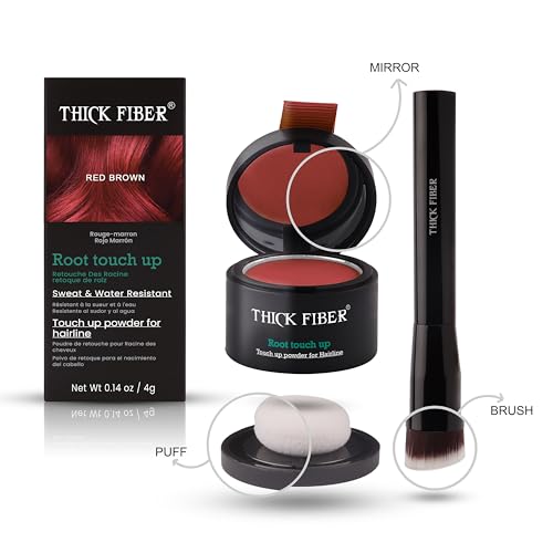 THICK FIBER Pó de retoque de raiz, cobertura de raiz em pó para cabelos finos - Conjunto de corretiv