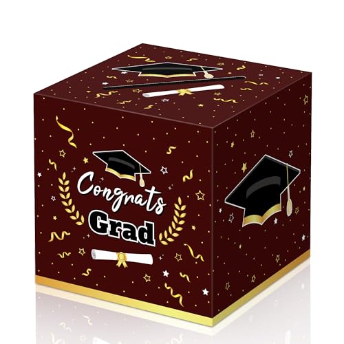 Image of Kelool Graduation Decorations 2026 Maroon Graduation Card Box Graduation Party Decorations,Graduation Box,Congrats Grad Gifts Box for 2026 Graduation Party Supplies Favors