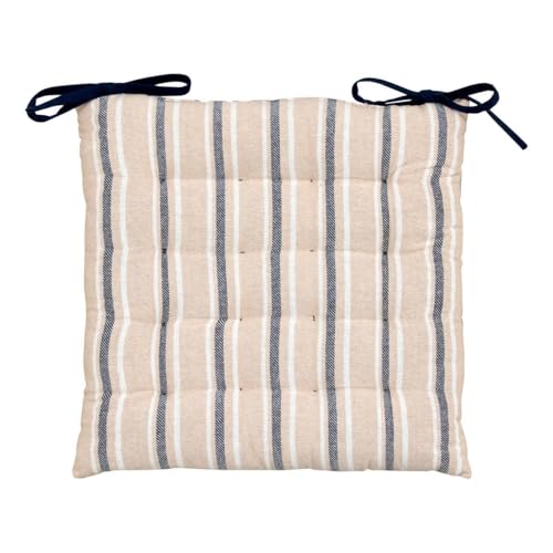 Atmosphera - Galette de Chaise Groove 38x38cm rayée Bleu Navy