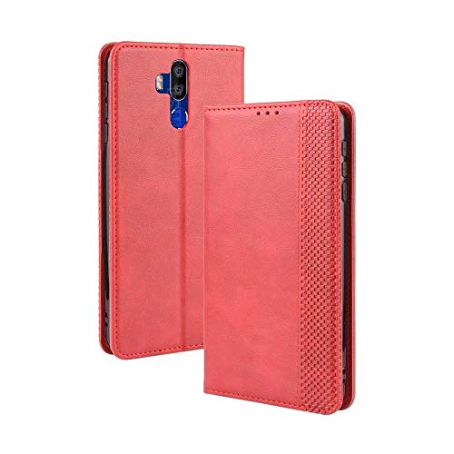 Abtory Oukitel K9 Wallet Case with Retro Case Magnetic Flip PU Leather Slim Fit Card Holster Stand Cover [Kickstand Feature] Protective Cover for Oukitel K9 Red