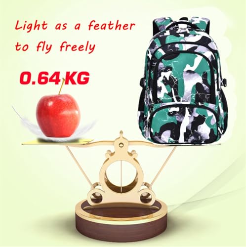 Image of Ladyzone Camo School Backpack Lunch Box Set Lightweight Schoolbag Travel Camp Outdoor Daypack