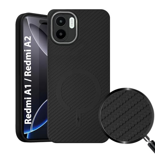 Image of LIRAMARK Rugged Carbon Fibre TPU Armor Silicone Back Cover Case for Redmi A1 / Redmi A2