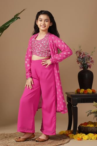 Image of Fashion Dream Girls Georgette Embroidered Palazzo Set|Kids Ethnic Wear|sharara set for girls|Indo Western Set
