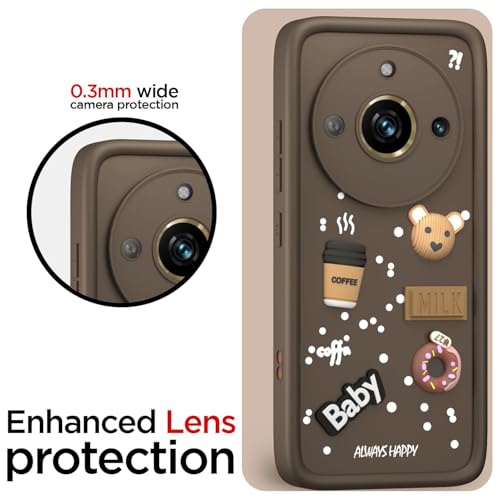 Image of Bintage Cute Fun Ball | Taddy Cartoon 3D Smiley Coffee Cup | Milk Donut | Full Camera Protection Back Cover Compatible for Realme 3771 / Realme 11Pro 5G - Brown