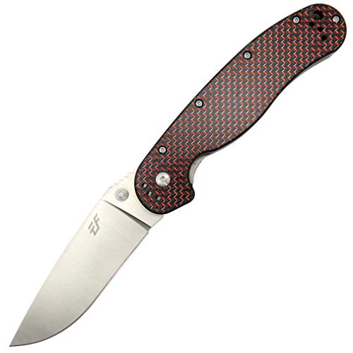 Eafengrow EF04 Folding Blade Knife D2 Blade Carbon Fiber and G10 Handle Tactical Knife Survival Camping Knives Outdoor Tool (Red)