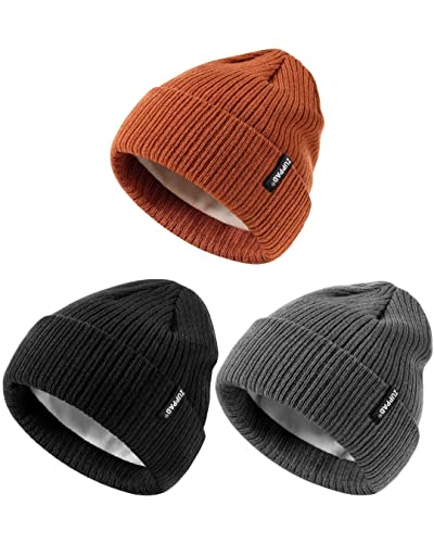 Image of ZUPPAD Baby Beanie Hat 3 Packs Toddler Girls Boys, Baby Hats Winter Warm Knitted Thermal with Fleece Lining, Kids Winter Hat