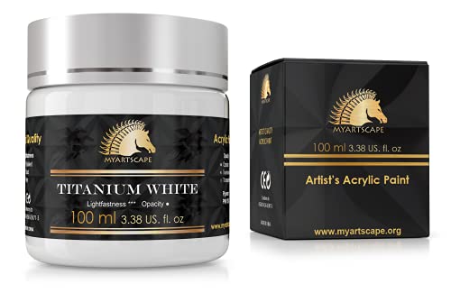 Titanium White Acrylic Paint - 100ml Bottle (3.38 fl oz ) - Artist Quality - Lightfast - Heavy Body - Rich Pigment - Great Tinting Strength - Professional Painting Supplies by MyArtscape