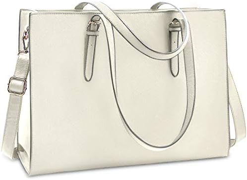 NUBILY Laptop Bags for Women 15.6 inch Large Leather Tote Bag Ladies Laptop Handbag Computer School Shoulder Bag Business Work Bag Black