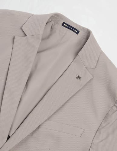 Image of Arrow Men's Beige Textured Notch Collar Long Sleeve Formal Nylon Slim Fit Blazer