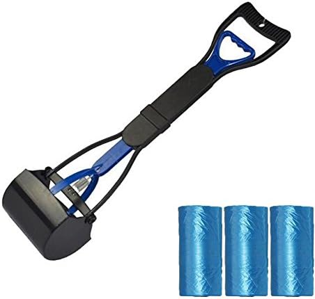 FEELING WELL Long Handle Portable Pet Poop Scooper Waste Collector with 3 Free Bags