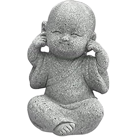Small Monk Statue Sandstone Monk Figurine Zen Garden Figure Ornaments for Mini Garden Landscape Desktop Sculpture - Not Listen Cover