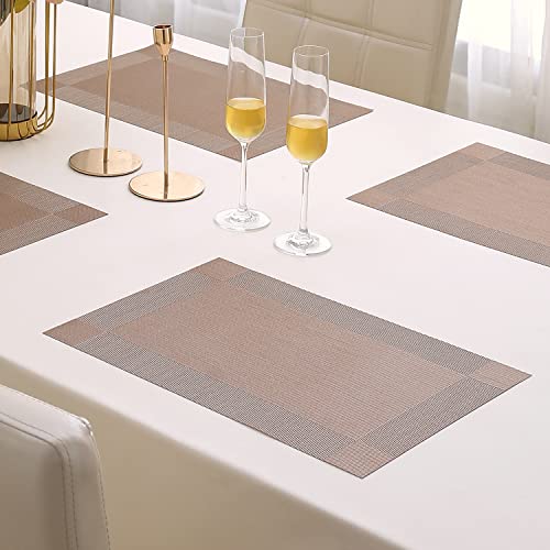 Image of HOKIPO PVC Set of 4 Placemats for Dining Table - 45x30 cm (AR3264) Copper Brown
