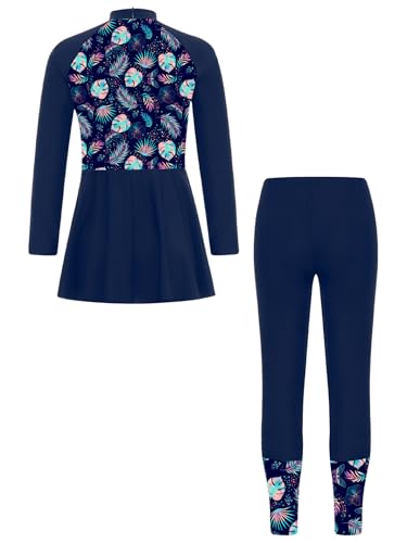 Kids Girls 2 Piece Rash Guard Swimwear UPF 50+ Sun Protection Swimsuit Beachwear Swim Dress Top with Pants2