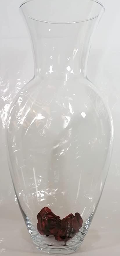 Hand blown vase, large glass vase, floor vase, clear glass, flower vase, sunflowers, glass, height 46cm, diameter 22cm, opening 15cm