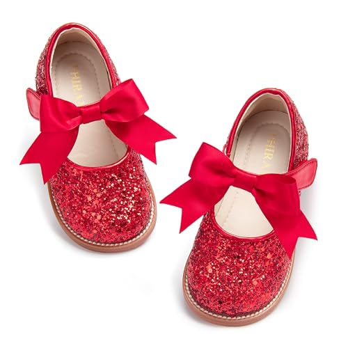 Image of PHIRAMIN Toddler Flower Girl Dress Shoes - Little Girl Mary Janes Flats Wedding