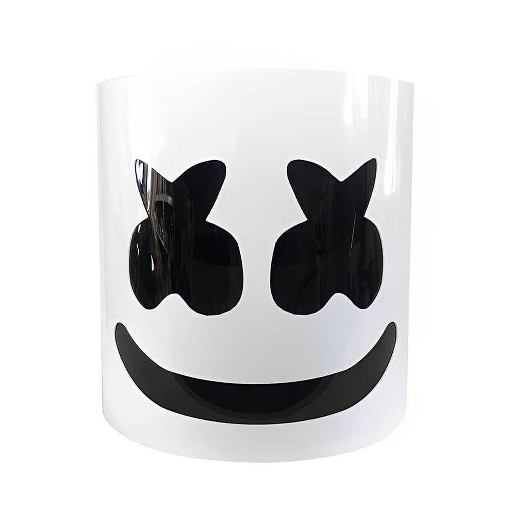 DJ Marshmallow Maske - Halloween-Kostüm für Erwachsene & Jugendliche - Atmungsaktive Party-Maske für Karneval, Festivals & Mottopartys - Cosplay Zubehör für Clubs & Musik-Events