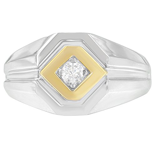 Original Classics 14K Two-Toned Gold Round Cut Diamond Men's Ring (0.20 cttw, H-I Color, SI2-I1 Clarity)