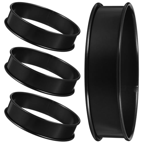 FUNNETOYU 4 Piezas Anillo de muffins antiadherente anillos de tarta aros de cocción redondos cacerolas de cocina anillos de postre de acero inoxidable anillos de cocina de acero inoxidable