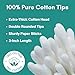 SNOWDAZZLE 50 Counts Travel Size Pure Cotton Swabs, Sturdy Paper Sticks, 3 Inch, Double Rounded Tips for Makeup, Cleaning and Everyday Use