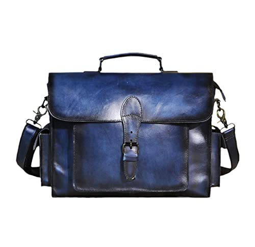 Sac messager homme cuir bleu parfait pour l'ordinateur 13 pouces au bureau