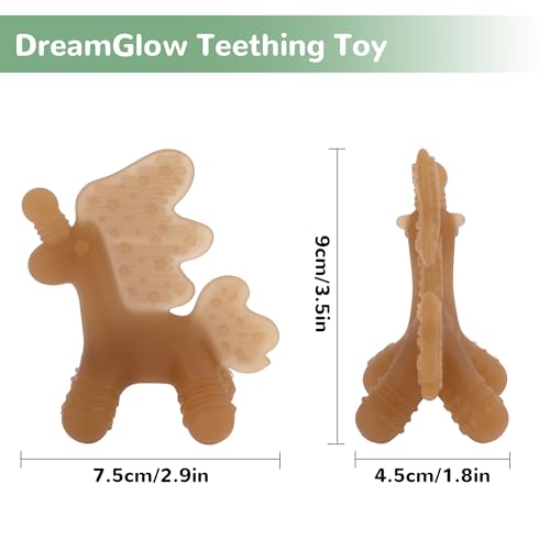 Image of HECCEI Baby Teether Toy, Soft Food‑Grade Silicone Teether, Soft Infant Teether Chew Toy, BPA Free, Multi-Texture Design Teether (Amber Silver)