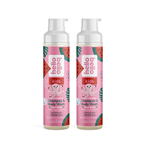 Image of Hello Bello Kid's Shampoo & Body Wash I Tear Free, Hypoallergenic and Pediatrician Tested Moisturizing Plant Based Formula for Babies and Kids I Watermelon Scent I 20 FL Oz (2 Packs of 10oz)