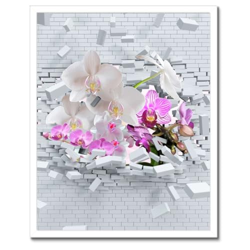 Poster orchidée encadré noir 40x50 cm pour décoration murale élégante