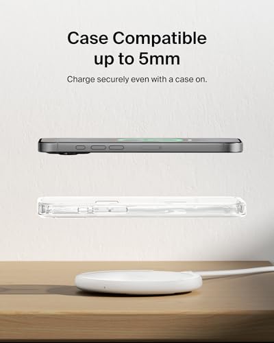 Image of Belkin 15W Wireless Charging Pad, Qi Charger with Power Adapter | iPhone 16 /15 /14, AirPods, Samsung Galaxy S25 /S24, Pixel 10 compatible, power adapter and cable included