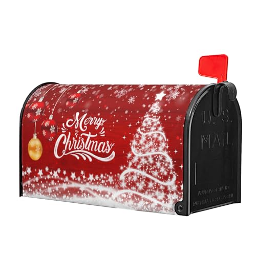 Image of Merry Christmas Mailbox Covers Magnetic Standard Size 18 inch X 21 inch Winter Snowflake Pine Mailbox Wraps Holiday Xmas Letter Post Box Cover for Home Garden Outdoor Yard