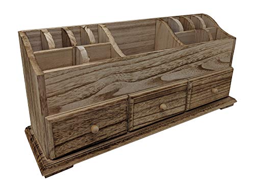 Gianna's Home Rustic Farmhouse Desk 3 Drawer Wooden Vanity Makeup Beauty Jewelry Storage Organizer (Torched Wood)