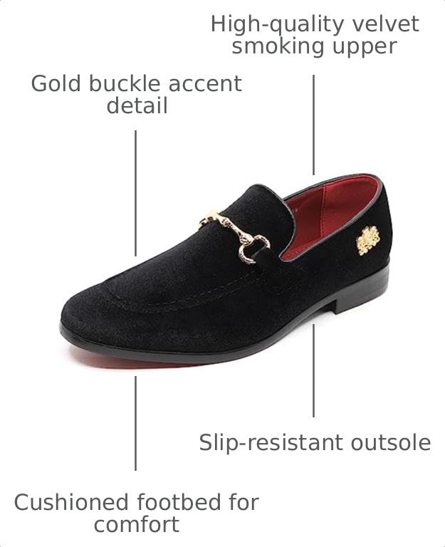 Image of Men's Velvet Designer Classic Dress Tuxedo Smoking Slipper Loafers Slip On Shoes SM-56