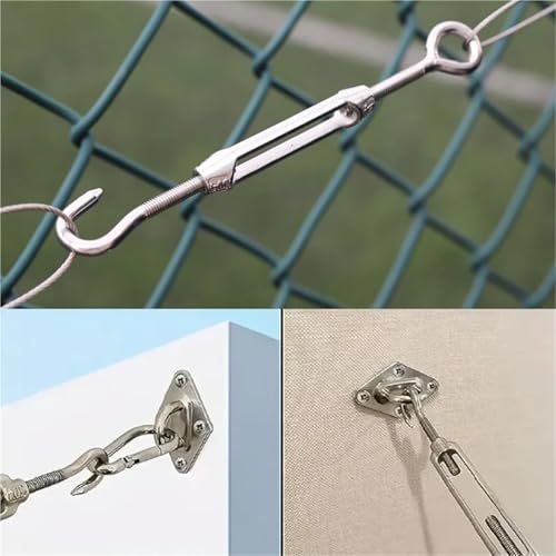 Turnbuckle 20 PCS Stainless Steel Hooks Multifunctional Adjustable Eye Wire Rope Tension Hardware miniatura 3