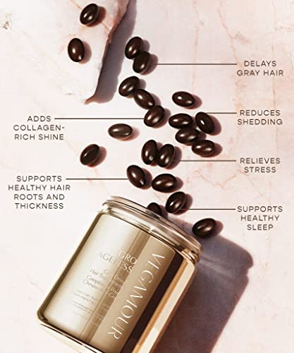 Vegamour Gro Ageless Gray Delay Hair Supplement - Hair Vitamins With B Vitamins, Folic Acid, Selenium, Copper, Iron, Vitamin D, Gaba, 5-Htp & L-Theanine #TOP3