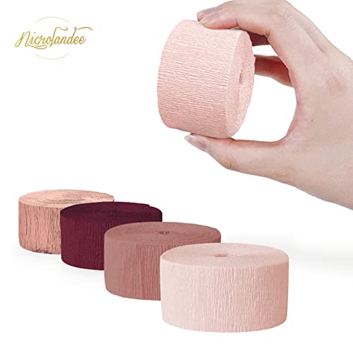 Nicrolandee 8 Rolls Burgundy Rose Gold Crepe Paper Streamer Rolls For Birthday Wedding Engagement Bridal Shower Bachelorette Anniversary Valentine's Day Decorations #TOP3