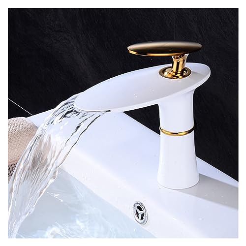 Robinet d'évier blanc effet cascade pour vasque de salle de bains