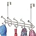 mDesign Over the Door 10-Hook Rack for Coats, Hats, Robes, Towels - Brushed Stainless Steel