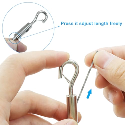 Image of 2 Pack 1m x 1.5mm Adjustable Picture Hanging Wire Kit, 3.3FT Heavy Duty Stainless Steel Wire Rope for Hanging Pictures /Artwork /Mirrors