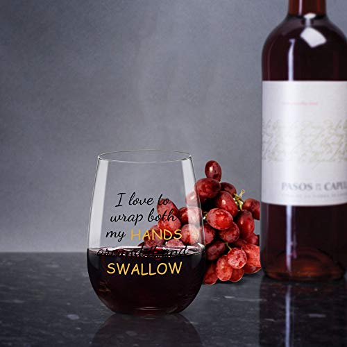 Aiopake I Love To Wrap Both My Hands Around It And Swallow Funny Wine Glass Gift For Women - Perfect For Bachelorette Parties, Gag Gift For Women, Gift Idea For Her, 17 Oz Stemless Wine Glasses #TOP3