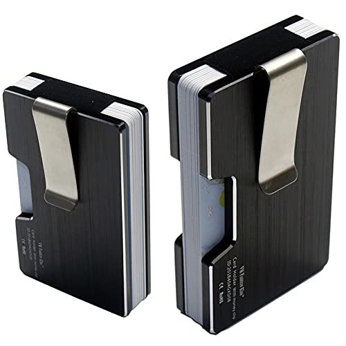 VM FASHION KISS Minimalist Metal Pocket RFID Blocking Wallet | Pocket Credit Card Holder | NFC protecting Wallet, Slim men's (black)