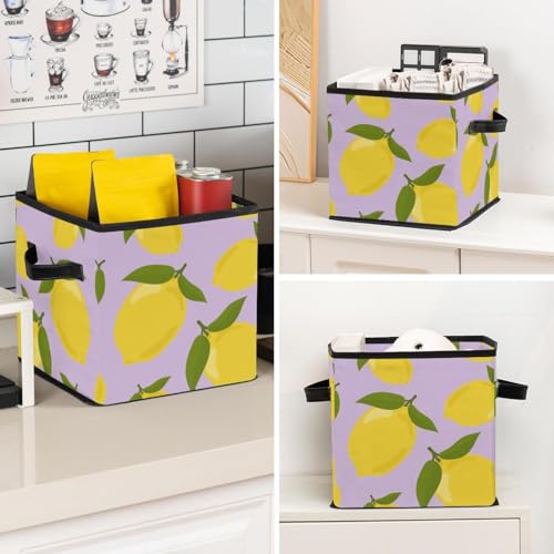 Boîte de rangement pliable jaune citron pour placard et jouets - 8