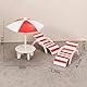 KARLOR Miniatur Strand Deko,2 Liegestuhl +1 Strandschirm Tisch, Mini Strandkorb Sonnenschirm Strand-Mikrolandschaft Dekoration Zubehör Miniatur Möbel Miniliegestuhl Accessoires für Sandkasten Garten